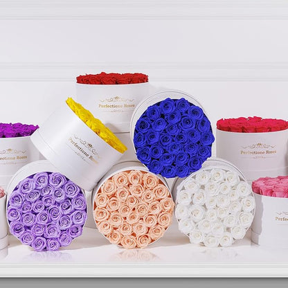 Perfectione Roses 27 Roses in a Box, Mothers Day Rose, Preserved Flowers for Her, Flowers for Delivery Birthday Gifts for Women (Royal Blue)