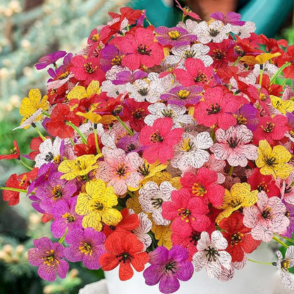 MACTING Artificial Flowers for Outdoors 12 Bundles UV Resistant Fake Flowers Faux Plastic Plants No Fade for Hanging Planters Window Patio Porch Yard Indoor Outdoor Summer Decorations(Mix Color-1)