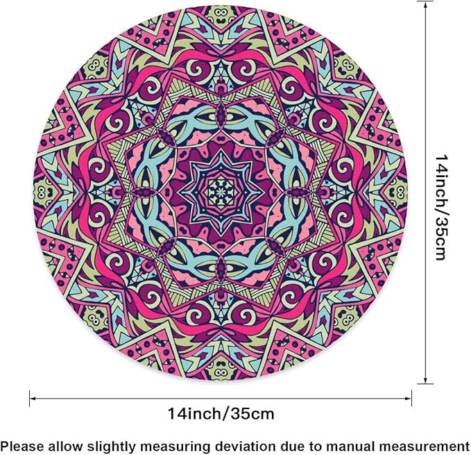 Mandala Round Placemat Set of 4 Elegant Linen Table Mats for Dining, Heat Resistant, Stain Resistant Perfect for Dinner Parties, Restaurants, and Everyday Use