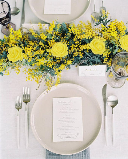 100pcs Yellow Glitter Roses - 2.56" Foam Glitter Flowers - Fake Roses for Bridal Shower Centerpieces & DIY Wedding Flower Arrangements