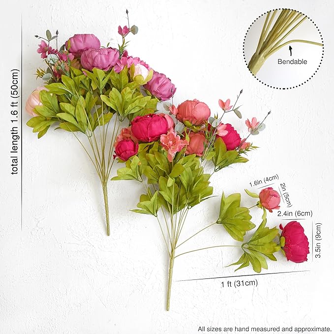 FiveSeasonStuff Vintage Artificial Peonies Silk Flowers and Hydrangeas for Wedding Bridal Home Décor – Beautiful Floral Centerpiece Arrangement Decoration with 2 Bouquets (Cheerful Medley)