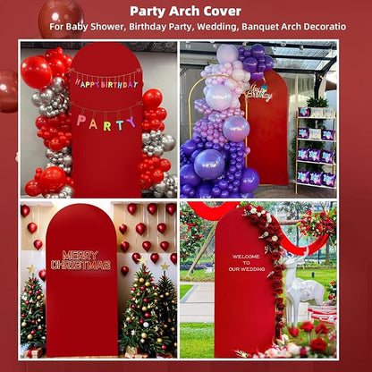 HEMMOTOP Red Arch Cover 7.2 ft (No Arch Stand), Spandex Wedding Balloon Stretchy Arch Backdrop for Christmas, New Year, Photo, Party, Ceremony, Birthday, Baby Shower, Anniversary Decoration