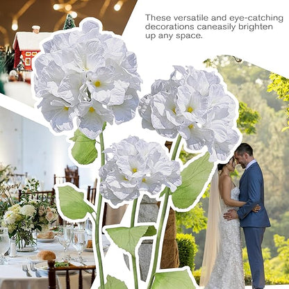 3Pcs Hydrangea Artificial Flower Decorations, Giant Flowers Wedding Decorations for Reception for Baby Shower Birthday Christmas Party Banquet Backdrop Shop Window Display Props (White)