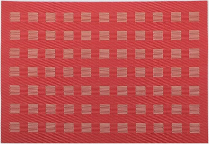 Gugrida Placemats, Placemats PVC Table Mats Woven Vinyl Placemats, Set of 6 (Red)