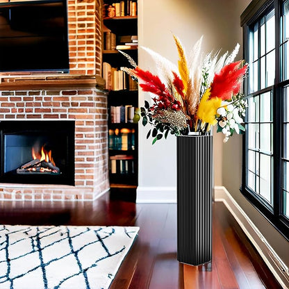 27.5 Inch Tall Floor Vase, Modern Black Resin Vase for Living Room Decor, Waterproof Sturdy Design, Elegant Home Office Decoration