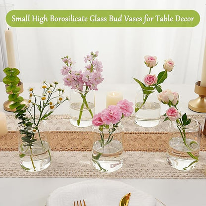 Small Glass Flower Vases, Set of 10 Clear Bud Vases for Centerpieces Mini Vase Bulk for Flowers for Wedding Birthday Party Housewarming Valentines' Day Table Centerpiece Decor