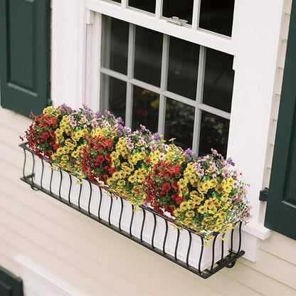 Artificial Flowers for Outdoor Indoor Garden Home Decoration, Faux Flower Daisy with Eucalyptus Leaves Fake Plants Greenery Boxwood Porch Patio, 12 Bundles