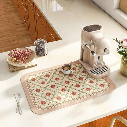 patdrea French Floral Red Rectangular PVC Placemats, Pack of 6, Waterproof Insulation, Soft and Durable, Suitable for Dining Table, Kitchen and Coffee Table Decoration,12"*17"