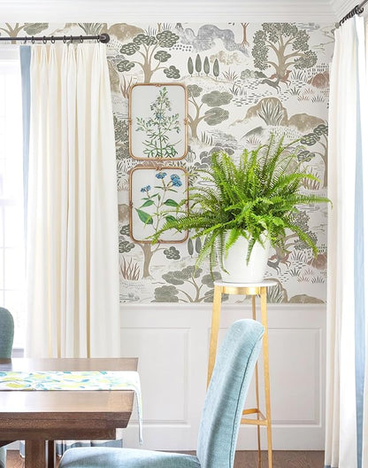 Erfoni 16.9"x118" Boho Peel and Stick Wallpaper Forest Green/Brown/White Contact Paper DIY Self Adhsive Wallpaper Waterproof Removable Peel and Stick Wall Paper for Bedroom Accent Walls Decor