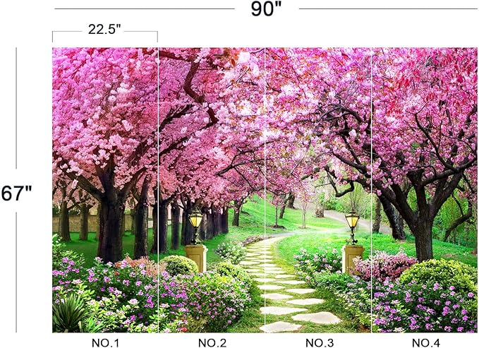 Cliouar-Pink Cherry Tree Flower Wall Mural Wallpaper Peel and Stick 90" x 67"