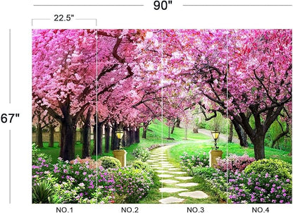 Cliouar-Pink Cherry Tree Flower Wall Mural Wallpaper Peel and Stick 90" x 67"