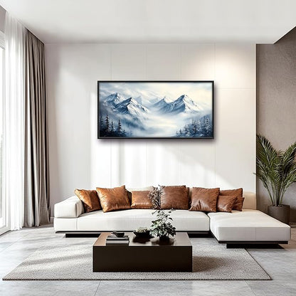 Snow Mountain Large Wall Art Framed Wall Decor for Living Room, Mountains Pictures Oversized Canvas Print Painting Modern Extra Large Framed Artwork for Bedroom Office Home Decor 60"x30"