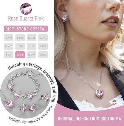 Leafael Necklaces for Women, Infinity Love Birthstone Heart Crystal Pendant, Birthday Jewelry Gifts for Her, Mom, and Wife, Silver Plated, 18 plus 2 inch Adjustable Chain