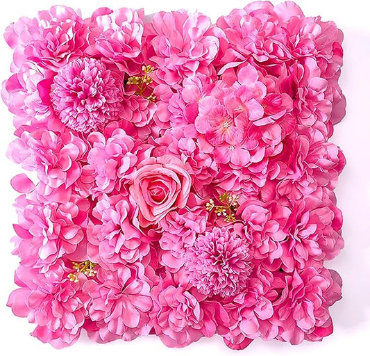 Flower Wall Backdrop, 12PCS 10.6"-15.7" Artificial Flower Wall Panel with Various Styles, 3D Floral Wall Decor for Wedding Photo Background Festive Party Home Decoration (H006, 15 * 15in)