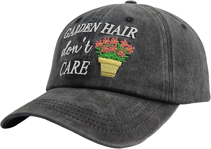 OASCUVER Garden Hair Don’t Care Hats for Women Mom, Adjustable Wash Cotton Embroidered Gardening Baseball Cap