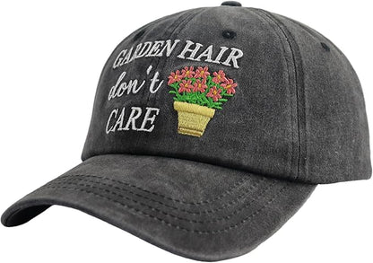 OASCUVER Garden Hair Don’t Care Hats for Women Mom, Adjustable Wash Cotton Embroidered Gardening Baseball Cap