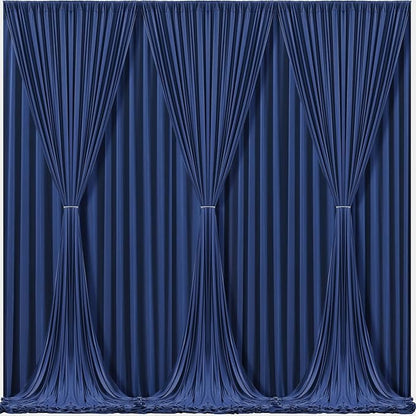 Navy Blue Backdrop Curtains-Wrinkle-Free Navy Blue Curtains Polyester Photography Drapes Wedding Background for Baby Shower Birthday Graduation Party Decorations - 24 X10FT (Navy Blue)