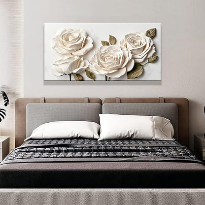 Suconvng Canvas Art Wall Decor Modern Minimalist Home Wall Decor Flower Paintings White Wall Art Prints Floral Wall Art Pictures For Bedroom Kitchen Office 20"×40"