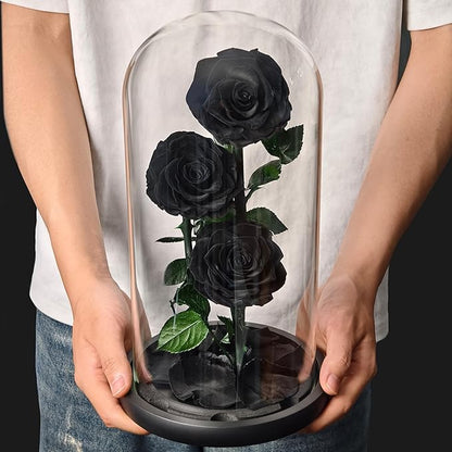 Glass Rose Preserved Flowers, 12.3inch Forever Roses Gift, Flowers for Delivery, Long Lasting Eternal Flower Rose Gifts for Women Mom Wife Girlfriend Grandma Black