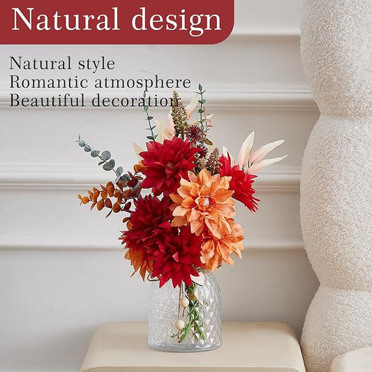 Artificial Flowers Combo Red Flowers Mix Silk Flowers tassel flower, fake flowers for Wedding Bridal Bouquets, Floral Arrangement, Table Centerpieces. Fake Plastic Flowers Bulk Vase Decoration