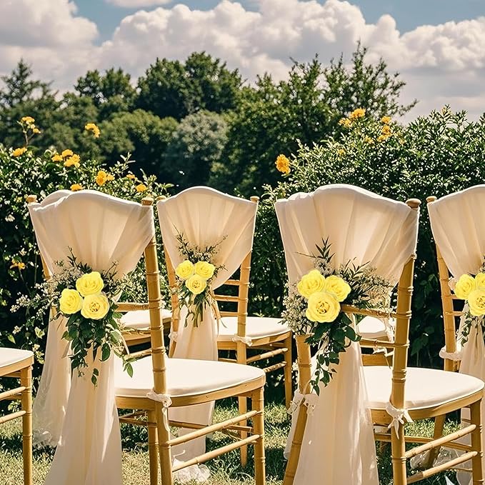 30PCS Yellow Glitter Roses Artificial Flowers Fake Roses with Stems for Wedding Bouquet Party Christmas Home Decor(Yellow)