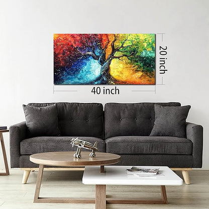 THRLVEART Colorful Tree Pictures Wall Decor for Living Room - Home Office Decor for Women - Tree of life Wall Art for Dorm Room Girl Size 20" x 40"