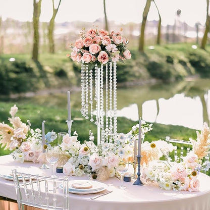 10 Pcs 31.5" Clear Acrylic Tall Flower Vases - Cylinder Pedestal Stands for The Table Centerpieces for Parties, Chandelier Crystals Decorative Flower Stand, Wedding, Celebration, Home Decoration