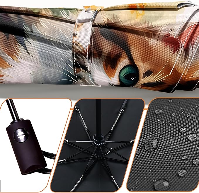 Small Compact Travel Automatic Folding Umbrella for Women, Portable Lightweight, Rain, Wind, UV Sun Shade