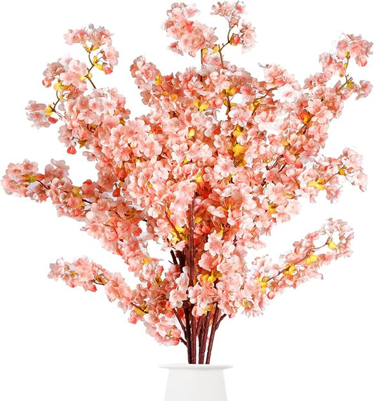 Sggvecsy Cherry Flower Branches Plum Blossom Artificial Flowers Branches 39 Inch Branches Flowers Tree Stems for Home Wedding Party Decor (3 Pcs, Pink)