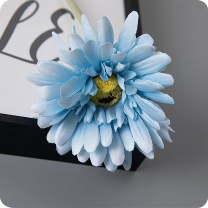 12pcs Artificial Gerbera Daisies,22 Inch Long Stem Silk Daisy Flowers,Realistic Artificial Flower Mums for Home Décor Centerpiece Wreath Supplies Wedding Bouquet,Blue