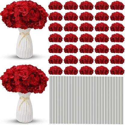 Unittype Silk Hydrangea Artificial Flowers Heads with Stems Faux Hydrangea Flowers for Wedding Centerpieces Bouquets DIY Floral Decorations for Home Indoor(Burgundy,300 Pieces)