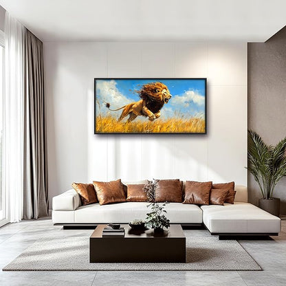 Lion Large Decor Wall Art Framed Pictures for Living Room, Animal Oversized Canvas Print Painting Modern Extra Large Framed Artwork for Bedroom Office Home Decor 60"x30"