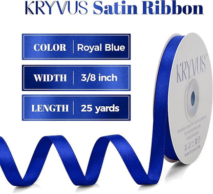 Royal Blue Satin Ribbon, Double Faced 3/8 Inch X 25 Yards Royal Blue Ribbon, Premium Satin Ribbon for Gift Wrapping, Crafts, Hair Bow Making, Sewing, Flower Bouquet, Wedding Party Decor
