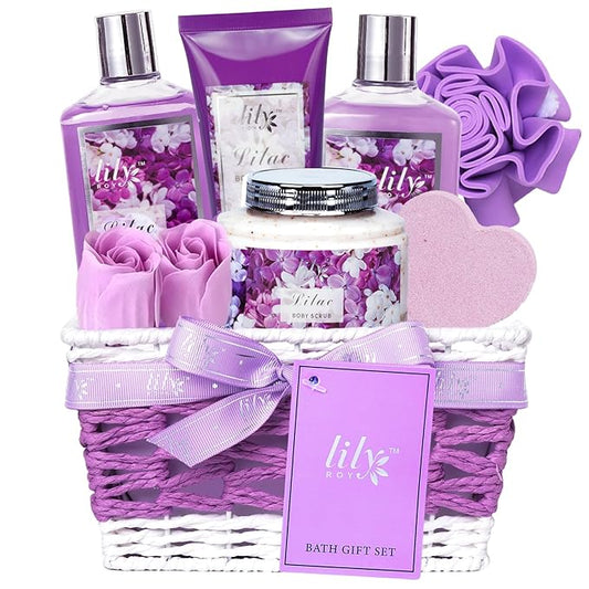 Christmas Gifts for Women - 9 Pcs Lavender Bath and Body Gift Basket Set for Women, Gift Baskets | Valentine's, Birthday, Mothers Day Gifts for Mom, Perfect Gift for Mom All Occasion Gifts for Her