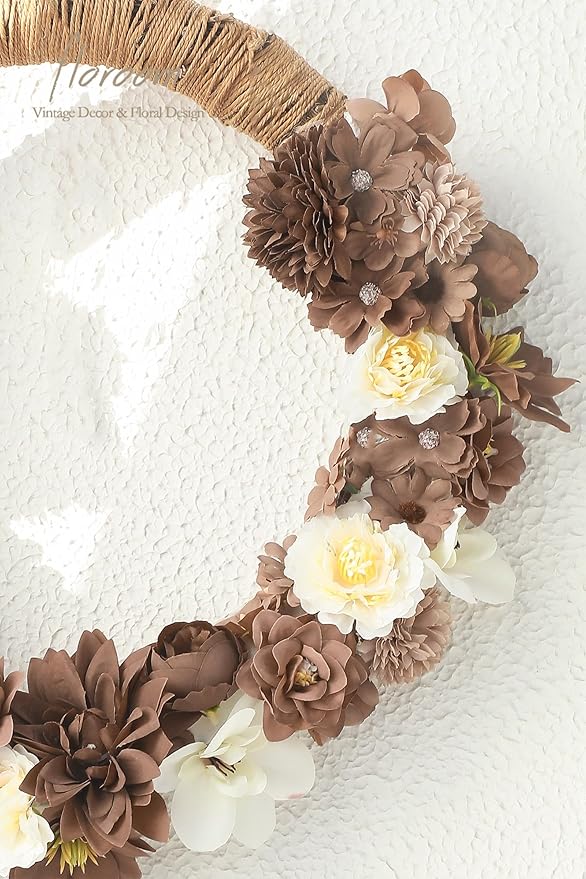 Floroom Mini Artificial Flower Heads Brown & Taupe Fake Peony Daisy Rose Multicolor Small Faux Silk Flower Heads for Cake Craft Garland Wedding Party Graduation Cap DIY Home Decoration, 0.8"-3.6"