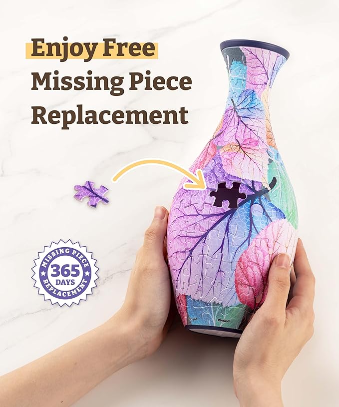 Pintoo 3D Puzzle Vase Unique Flower Vase Made by 160 Curved Plastic Puzzle Pieces House Warming Gift for Flower Arrangements and Home Decoration - [S1032] (Classic, Indigo Age)
