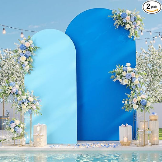 Blue Royal Blue Arch Backdrop Cover Set of 2-7.2ft 6ft Dual Color Wedding Arch Cover,Wrinkle Free Stretchy Spandex Fitted Chiara Arch Stand Cover for Boss Baby Birthday Party Photo Photography