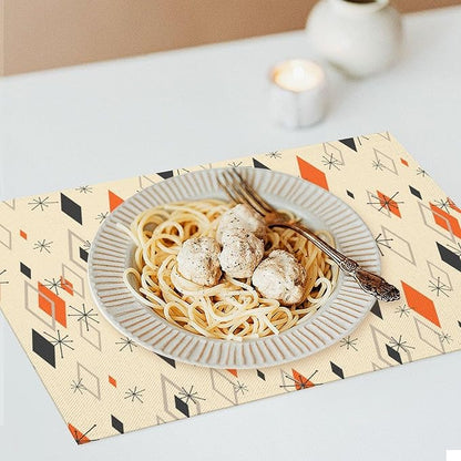 Mid Century Modern Placemats Set of 6,Kitchen Table Mats for Dining Outdoor Home Decor 12x18 Retro Place Mats 6 PCS, Style-16