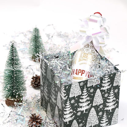 UNIQOOO 1/2 LB Metallic Iridescent Silver Crinkle Cut Paper Shredded Filler, Sparkle Crystal Unicorn Silver Paper Shreds Raffia Tissue, Craft Bedding Cushion, For Christmas Gifts Wedding Birthday