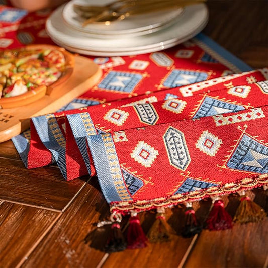 13×72 Inch Table Runner, Retro-Luxury Tassels Series for Kitchen Dining Table Holiday Decoration (Chipset)