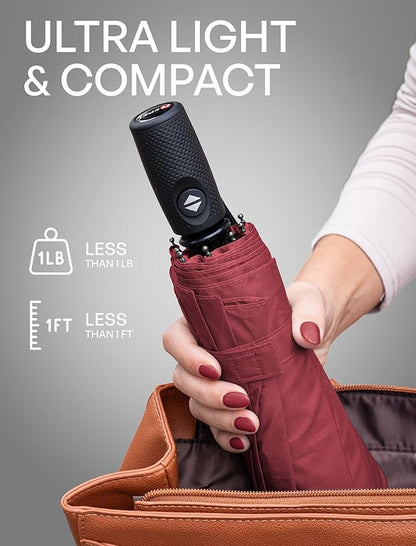 REPEL Windproof Travel Umbrella - Compact & Withstands Winds up to 85MPH , Strongest Premium Auto Folding Umbrella for Rain and Sun - Durable, Light & Portable for Women & Men , Fits Backpack & Cars