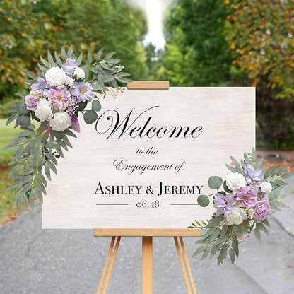 Purple Wedding Arch Flowers, Faux Flower Swag Set of 2, Purple Floral Swag for Wedding Arch Welcome Signs, Reception Ceremony Signs Decor