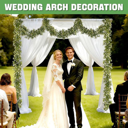 2 Pcs 5.9Ft Artificial Baby's Breath Garland Vine, 162 Branches Real Touch Faux Gypsophila Vines, White Fake Hanging Flowers for Wedding Arch, Home Decor, Baby Shower, New Year Party Decoration