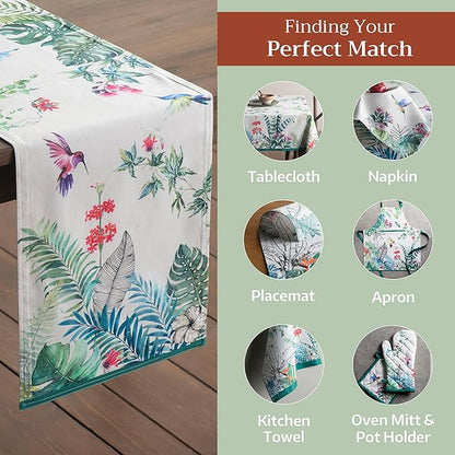 Maison d' Hermine Table Runner 100% Cotton Double Layer Table Runners 72 inches Long Decorative for Home Kitchen Dining Party Baby Shower Wedding Bridal Shower Spring Summer (Tropiques, 14.50" x 72")
