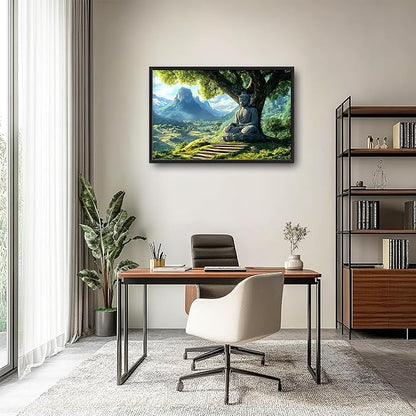 Buddha Large Wall Art Framed Wall Decor for Living Room Mountains Pictures Oversized Canvas Print Painting Modern Extra Large Artwork for Bedroom Office 36"x24"