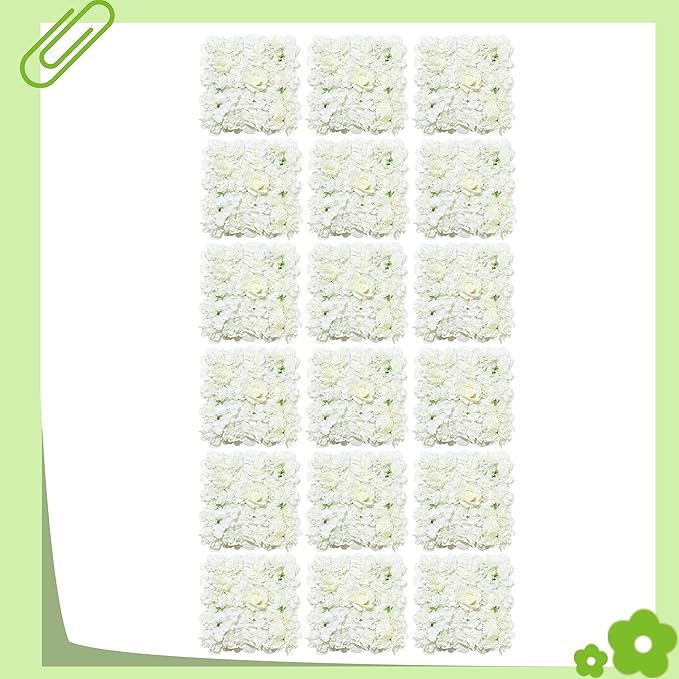 White Artificial Flower Wall Backdrop: 7.5ftx3.74ft Roses Wall Background Panels 3D Floral Wall Decor for Wedding Anniversary Party