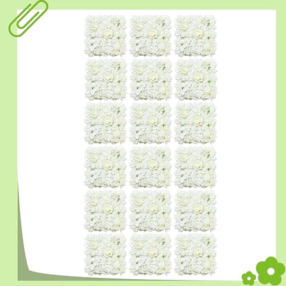 White Artificial Flower Wall Backdrop: 7.5ftx3.74ft Roses Wall Background Panels 3D Floral Wall Decor for Wedding Anniversary Party