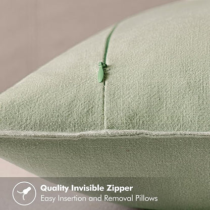 MIULEE Decorative Linen Euro Sham Pillow Covers 22x22 Inch Light Green Boho Farmhouse Neutral Couch Throw Pillows for Bed Pack of 2 Accent Modern Pillowcase Summer Sofa Livingroom Home Decor