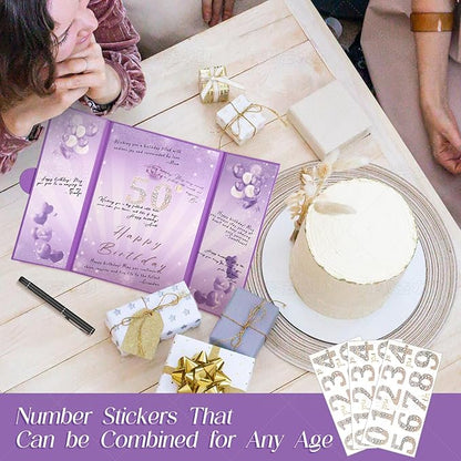 Puple Gold Birthday Party Decorations,18" x 12" Creative Birthday Decorations Guest Sign in Book Alternative, for Men and Women of All Ages, Happy Birthday Party Supplies