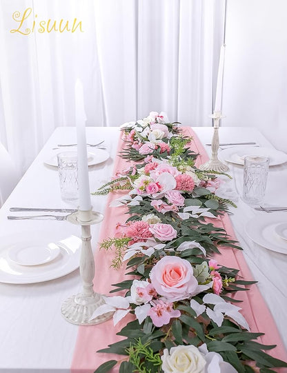 9FT Wedding Arch Flower Garland, Handmade Wedding Table Decorations,Head Table Floral Decor for Noble and Charming Wedding Ceremony